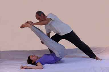 Stretching exercise on both legs